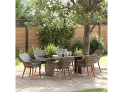 Vidaxl Conjunto de Jantar para Jardim 7 Pcs Cinzeto Vime Pe