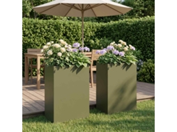 Vidaxl Vaso De Jardim 2 Unid. Verde-azeitona 40 X 30 X 75 Cm