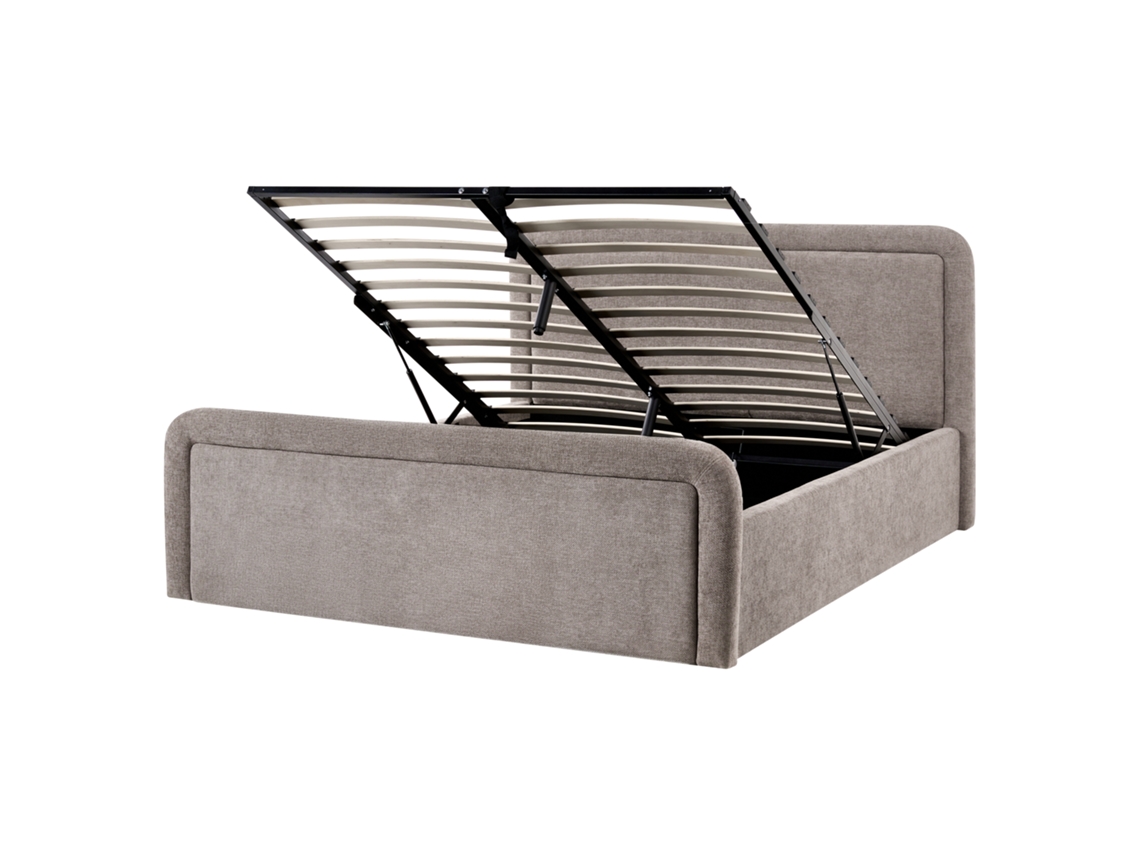 Cama Con Almacenaje Beliani Viviers De Tela Beige 181x219x105