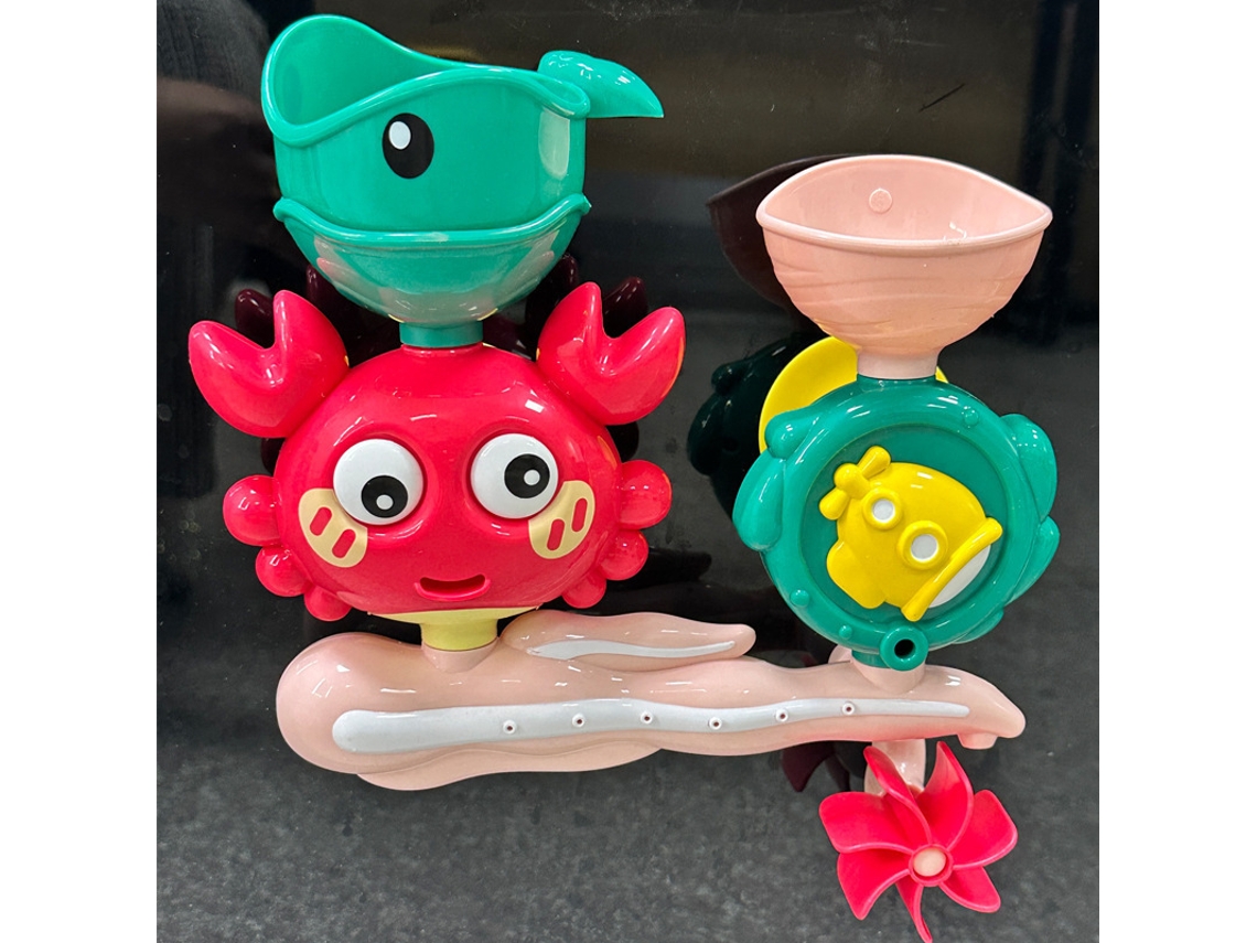 Brinquedo Giratório De Água Em Formato De Caranguejo Vermelho Para Banho Infantil Com Ventosa Dupla Funil