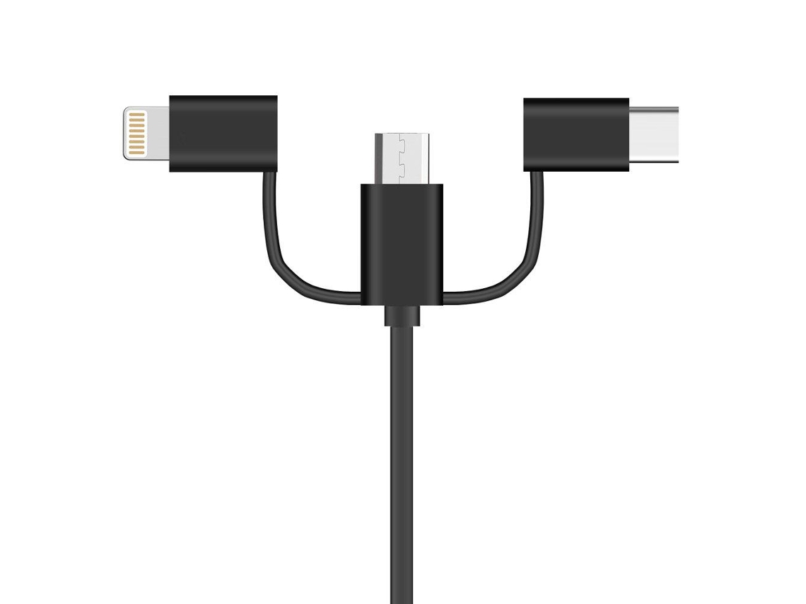 Cabo Lmobile Micro Usb/Type com Lightning 3 em 1 Preto