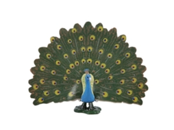 Miniatura de pavão em miniatura para decoração de mesa, ideal para casa.