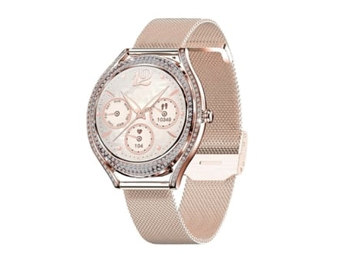 Smart Watches para Mulheres Atender/Fazer Chamada para Telefones Android Ios 1.28 Amoled Tela Touch Completa Bling Smartwatch Feminino AUJEZON