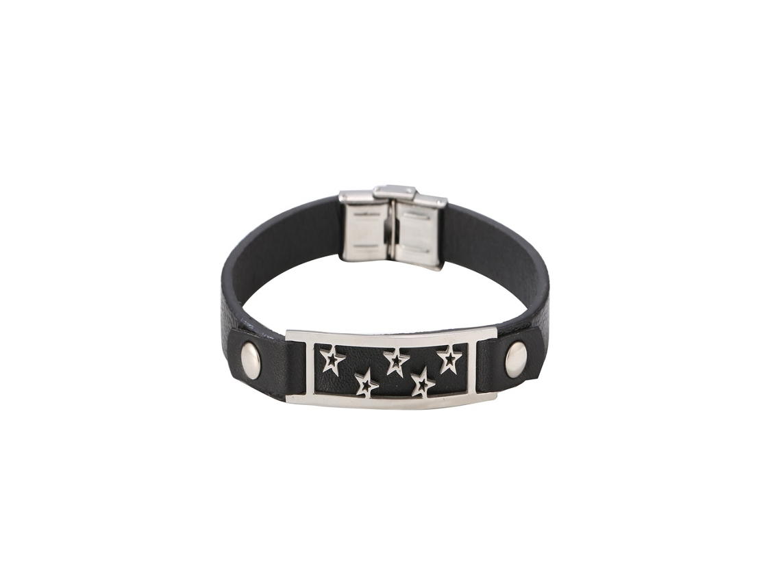 Pulseira De Metal Padrão De Pentagrama Com Botão De Pressão