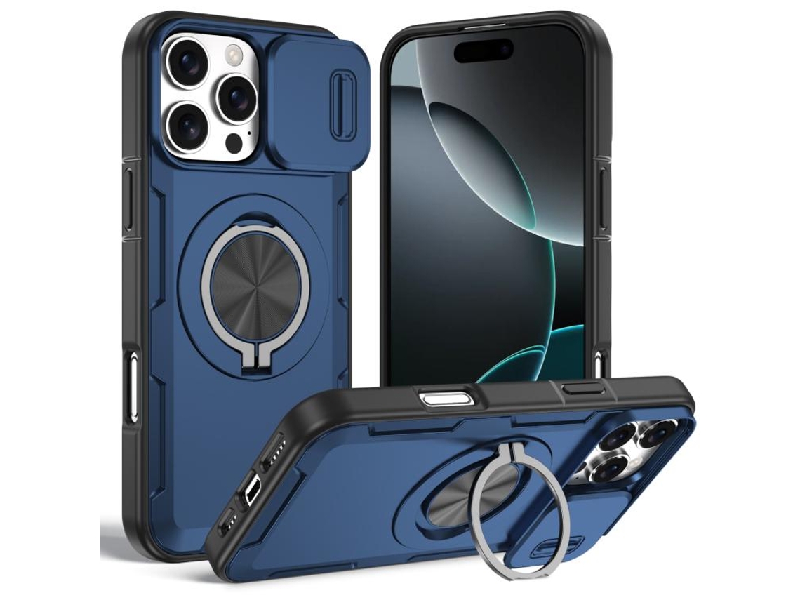 Capa Zruxe Compatível Com Iphone 16 Pro (magsafe - Suporte Giratorio - Azul)