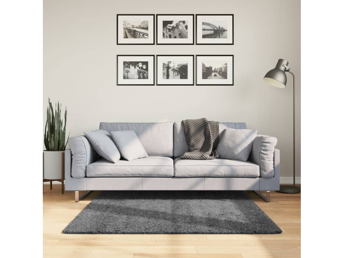 Vidaxl Tapete De Pelo Curto Oviedo 120x120 Cm Antracite