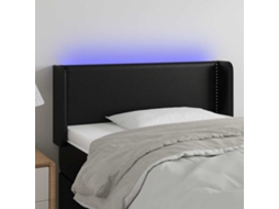 Vidaxl Cabeceira De Cama C/ Led Couro Artificial 93x16x78/88 Cm Preto
