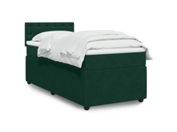Vidaxl Cama Com Molas/colchão 80x200 Cm Veludo Verde-escuro
