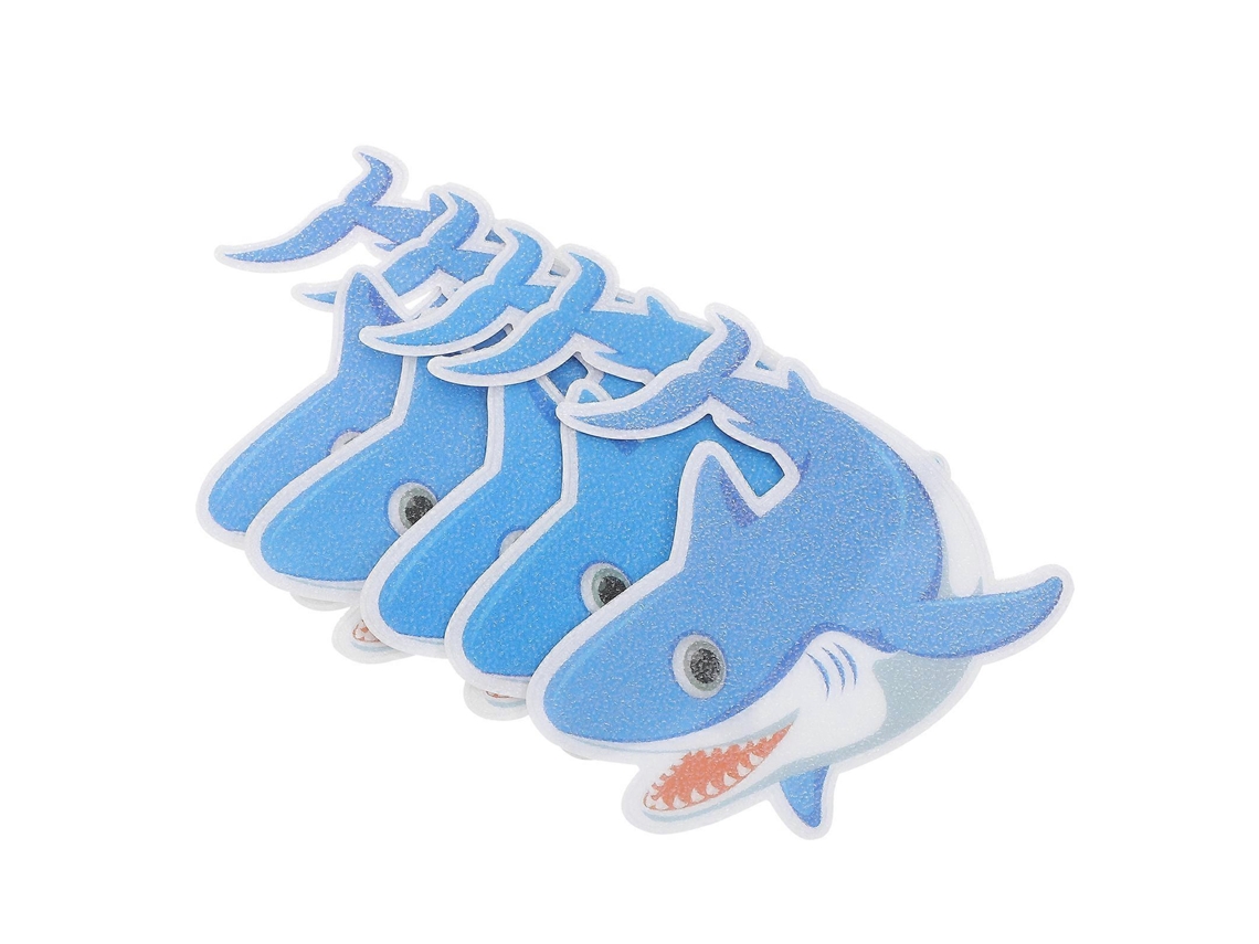 Omni 5 Hoja de Pegatinas Antideslizantes para Bañera Infantil Con Diseño de Tiburón Listo para Usar 12,00x8,60x0,10cm Azul