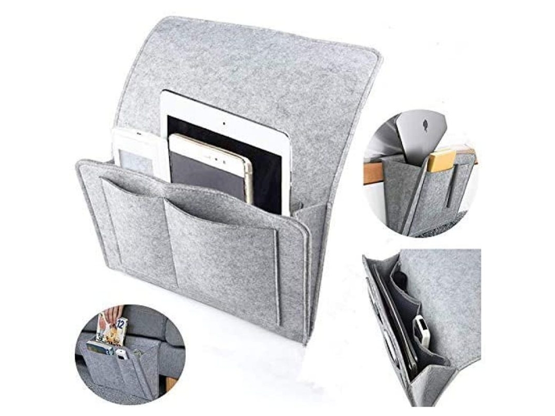 Lurelia Bolsa De Cabeceira, Em Feltro, Para Sofá, Cinza, Leitura Fácil