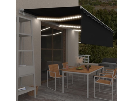 vidaXL Toldo automático c/ estore/LED/sensor de vento 6x3 m antracite