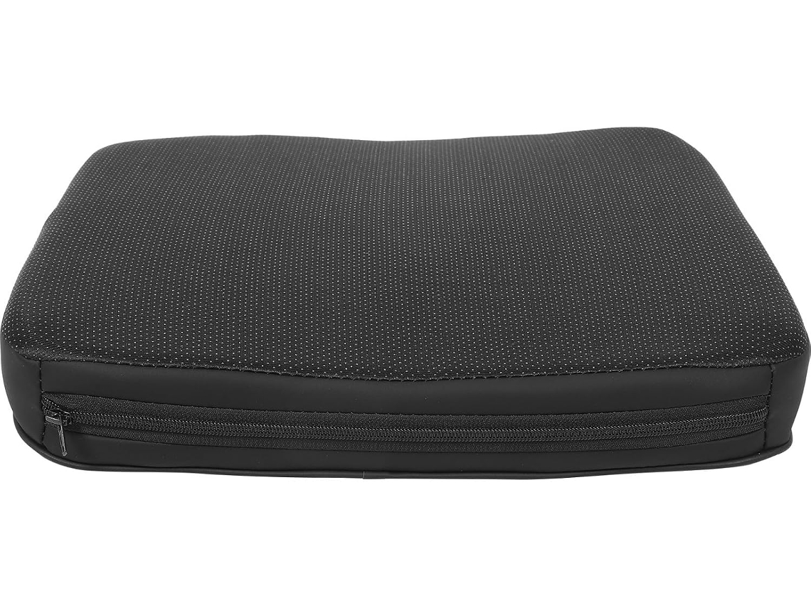 Almofada De Elevação Para Sento Carro Em Couro Sintético Preto, Com Design Inclinado.