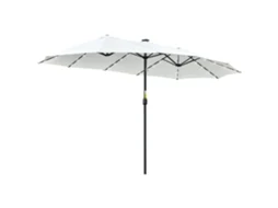 Guarda chuva Duplo com 48 Luzes Led 4,5x2,65 M com Manivela Proteção Solar para Creme de Piscina no Jardim do Terraço Ge