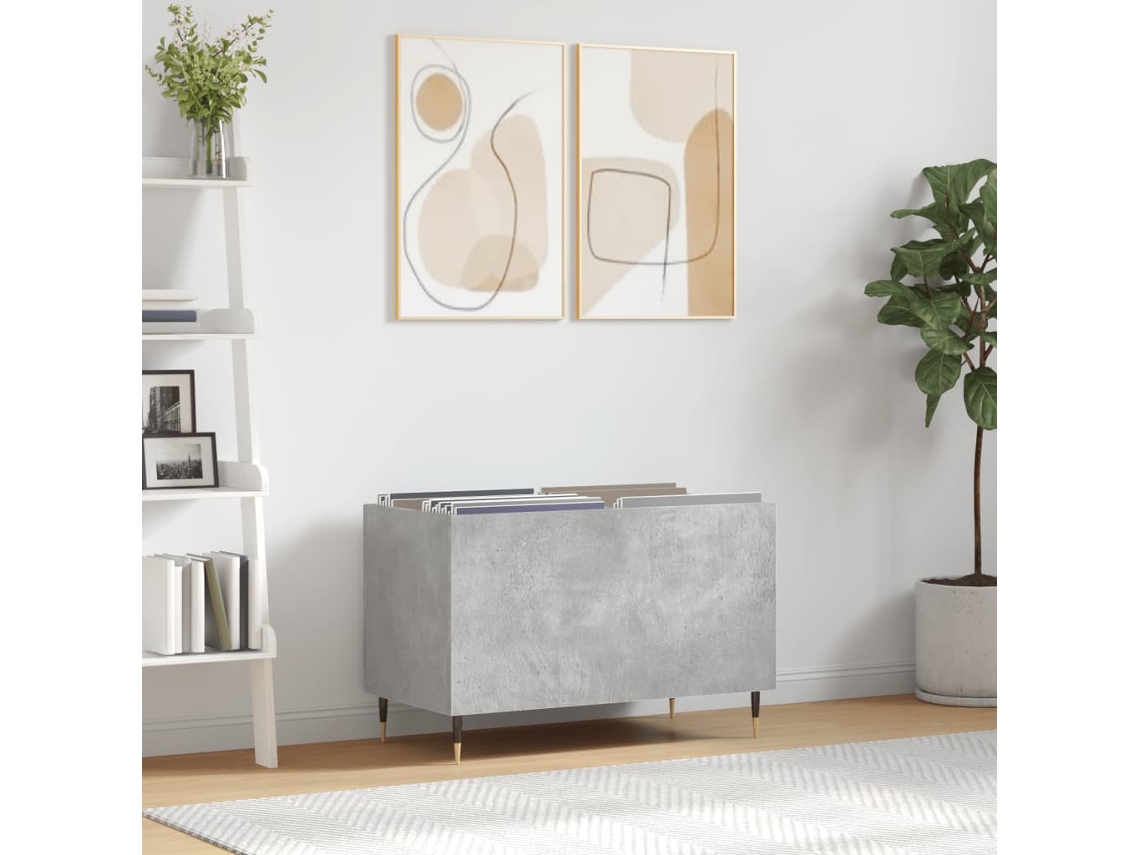 Vidaxl Armário P/ Discos 74,5x38x48 Cm Derivados Madeira Cinza-cimento