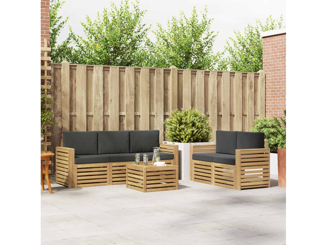 Vidaxl Conjunto De Sofás Para Exterior 6 Unid. Branco E Antracite