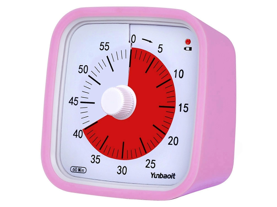 Yunbaoit Vt01 Visual Timer With Night Light 60 Minute Countdown Timer Silent Time Management Tool (wpink Red