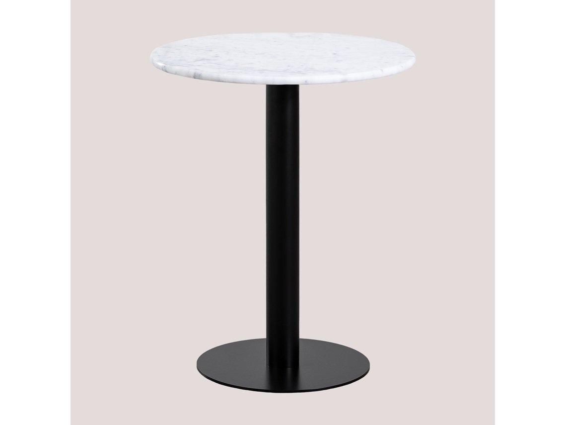 Sklum Mesa De Bar Redonda Ø60 Cm Em Mármore Rocher Mármore                   Preto     Mármore Branco Guangxi