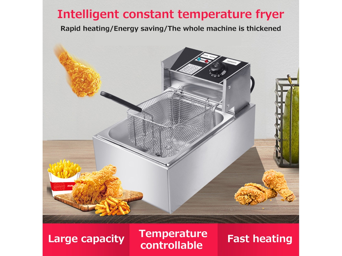 Fritadeira Elétrica Inteligente LAXISCREED com 6l, 2500w, Aço Inox, Temperatura Constante para Casa e Comércio