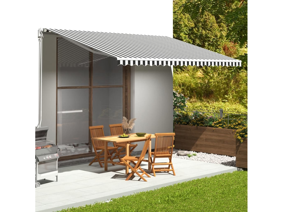 Vidaxl Tecido De Substituição Para Toldo Antracite E Branco 480x295 Cm Poliéster