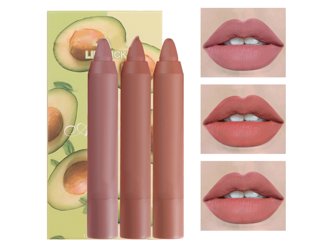 Kit De 3 Lábios Mate Com Sabor De Fruta, Longa Duração, Impermeável E Resistente A Manchas
