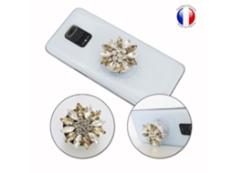 Suporte Para Celular - Ph26 - Blackview A60 Plus - Dobrável - Diamante Dourado E Branco - Prático-aquaforge