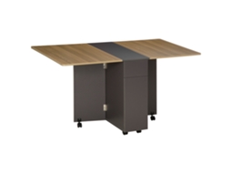 Mesa de Jantar Dobrável LAMAISON com rodízios, espaço de armazenamento, 76x140x74 cm