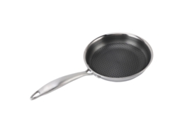 Frigideira de aço inox 316 antiaderente, fundo composto, 20cm, para indução e gás | S/MARCA