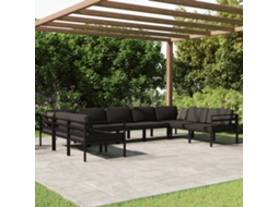 Vidaxl 9 Pcs Conjunto Lounge Jardim Com Almofadões Alumínio Antracite