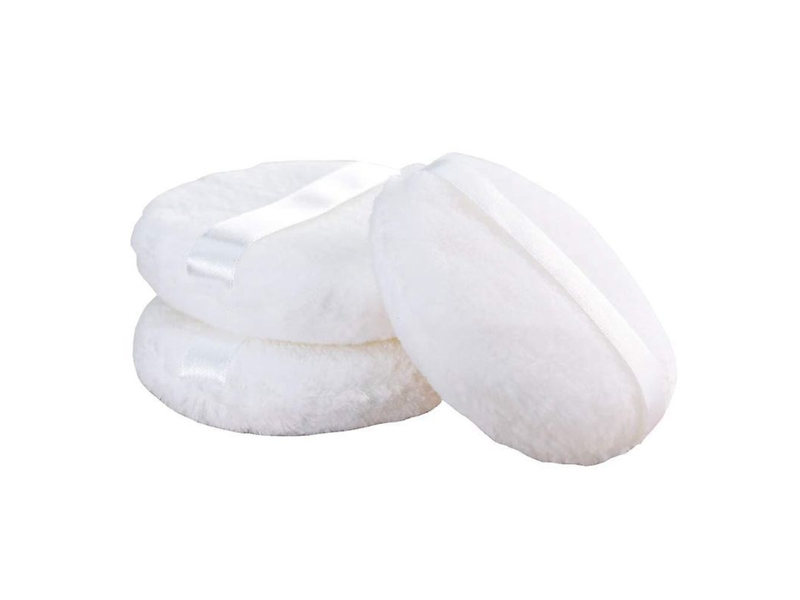 Puff de Algodão Puro para Base em Pó, Tamanho Normal 3 Polegadas com Cinto, Ideal para Pó Solto Mineral