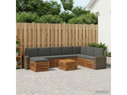 Vidaxl Conjunto De Sofás Para Exterior 9 Unid. Natural E Antracite
