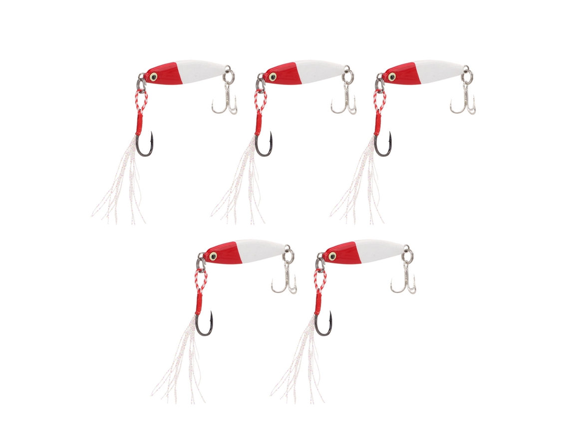 Lure Bait (simulation Bait, Laser Reflective) 7g Iron Plate Vib Spinner Feather Hook Hard Bait Artificial Bait Fake Fish Bait, Sold In Packs Of Five