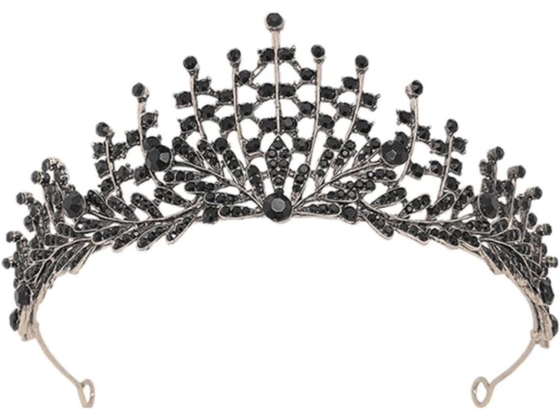 Coroa De Casamento Em Liga Metálica Barroca Preta, Acessório De Cabelo Elegante.