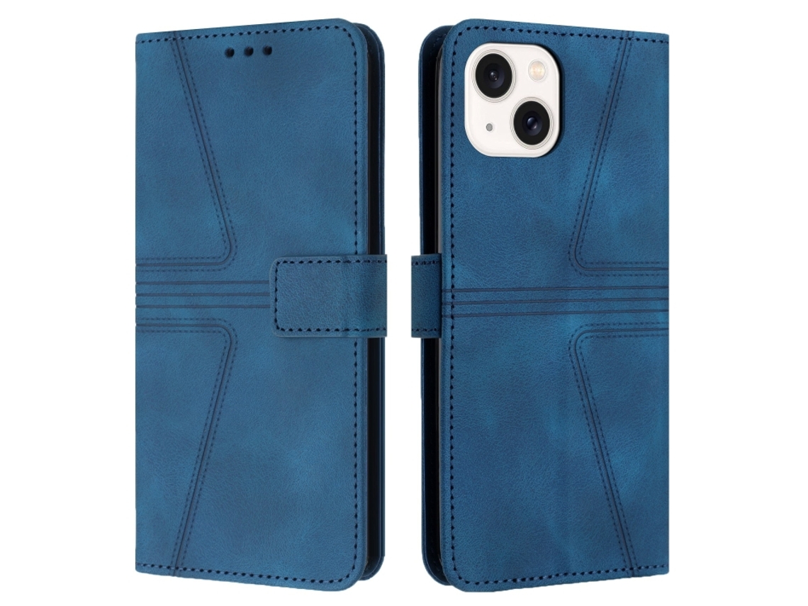 Capa De Couro Para Iphone 14 - Triangular - Cor Sólida