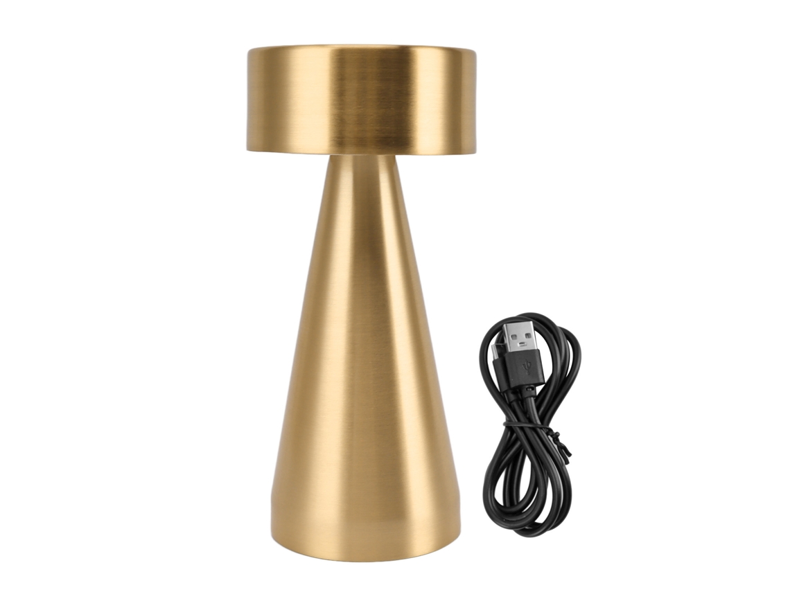 2026 lâmpada de Mesa Portátil Led de Metal com Sensor Táctil 3 Cores Regulável Sem Escalas Recarregável Luz Noturna Ouro