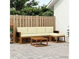 Vidaxl Conjunto De Sofás Para Exterior 6 Pcs Natural E Creme Poliéster