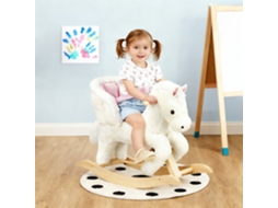 Tectake Cavalo De Baloiço Com Pelúcia, Design De Alta Qualidade, A Partir Dos 18 Meses, Rosa/branco