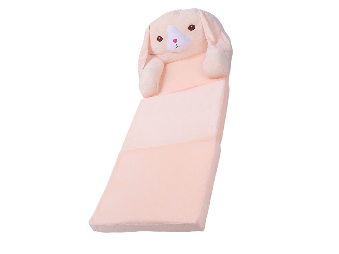 Sofá Infantil Plegável com Cachorrinho Rosa, Espuma Reclinável, para Casa, Hotel, Creche