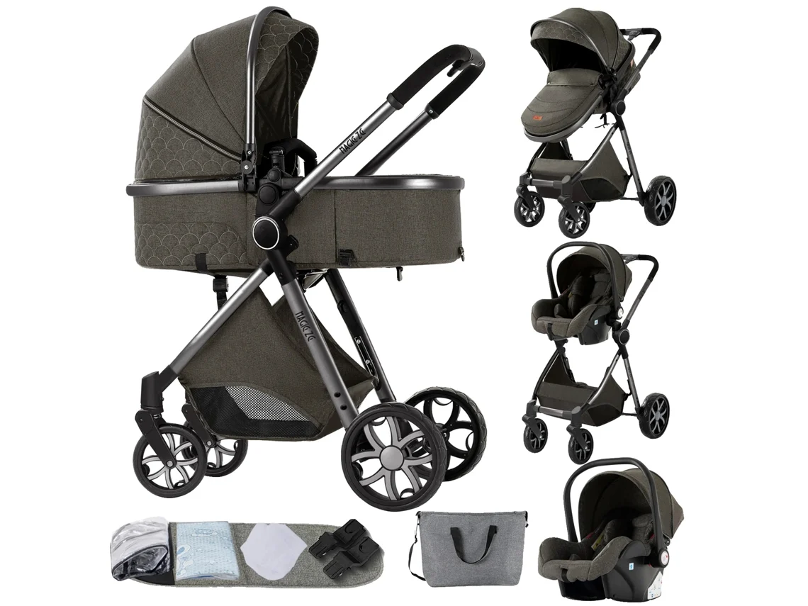 Carrinho De Bebãª, Design Versã¡til 3 Em 1, Leve E Compacto, Cinza Grafite Oem