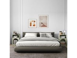 Conjunto De 2 Mesas De Cabeceira Com Compartimentos Abertos, Design Arqueado, 40 X 30 X 60 Cm, Verde Claro