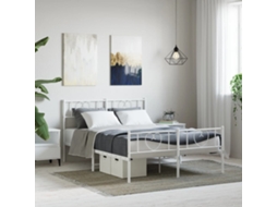 Estrutura De Cama Com Cabeceira E Pés 140x190 Cm Metal Branco