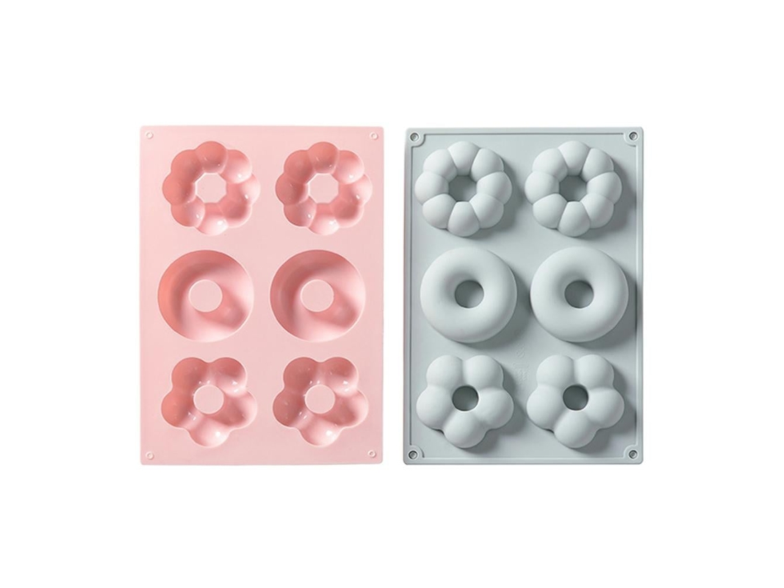 2 Moldes de Donut de Silicone LAXISCREED Azul e Rosa