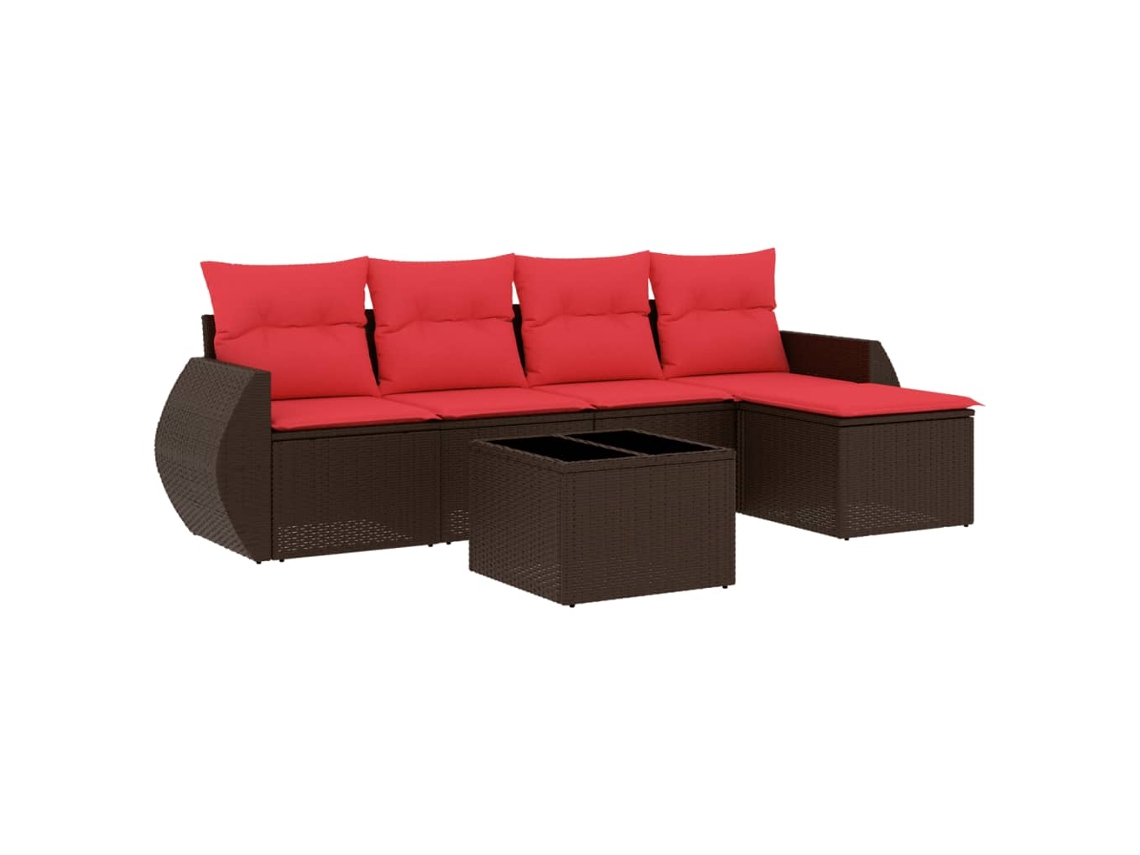 Conjunto de Sofá de Jardim, 6 Peças, Almofadas, Rattan Preto MAISON EXCLUSIVE