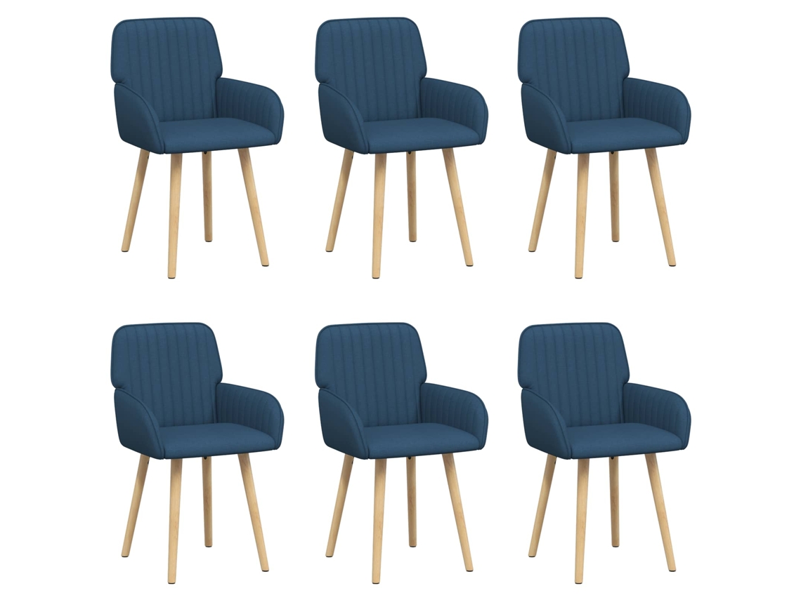 Conjunto 6 Cadeiras De Jantar Vidaxl Azul Tecido (56,5 X 50 X 87,5 Cm)