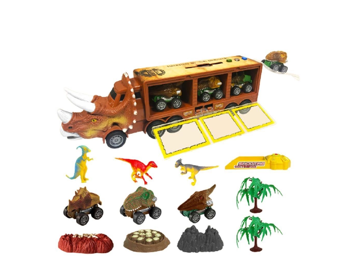 Primerox brinquedo Caminhão Dinossauro Transporter com Inércia e Luz, Presente para Crianças 3 8 Anos