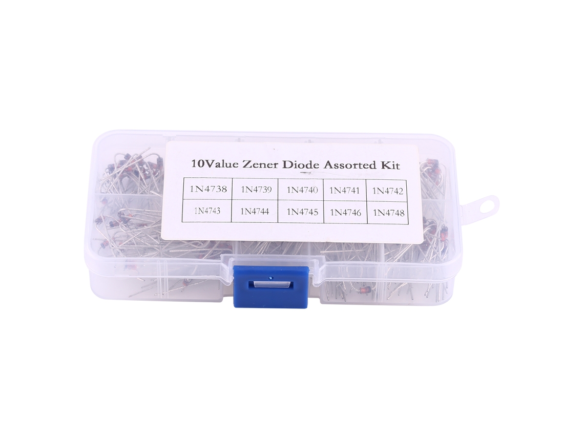 Kit de Zener Diodos 200pcs, 10 Valores, 1N4738 a 1N4748, Regulador de Voltagem