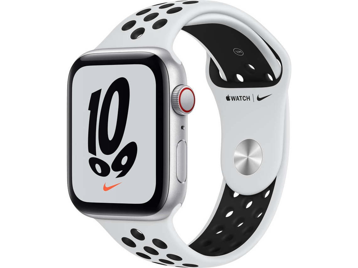 APPLE Watch Nike SE GPS+Cellular 44 mm Prateado com Bracelete Desportiva Platina-pura/Preto