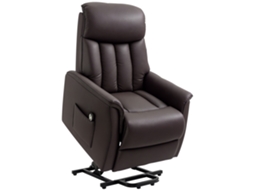 Poltrona Reclinável Elétrica S/MARCA (marrom, apoio Levantar, couro, 150kg, Bolso Lateral)