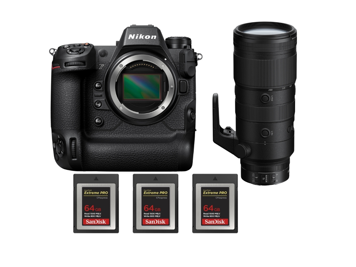 Z9 + Z 70 200mm F/2.8 Vr S + 3 Sandisk 64gb Extreme Pro Cfexpress Type B Máquina Fotográfica Profissional + Ebook Pricedirect NIKON