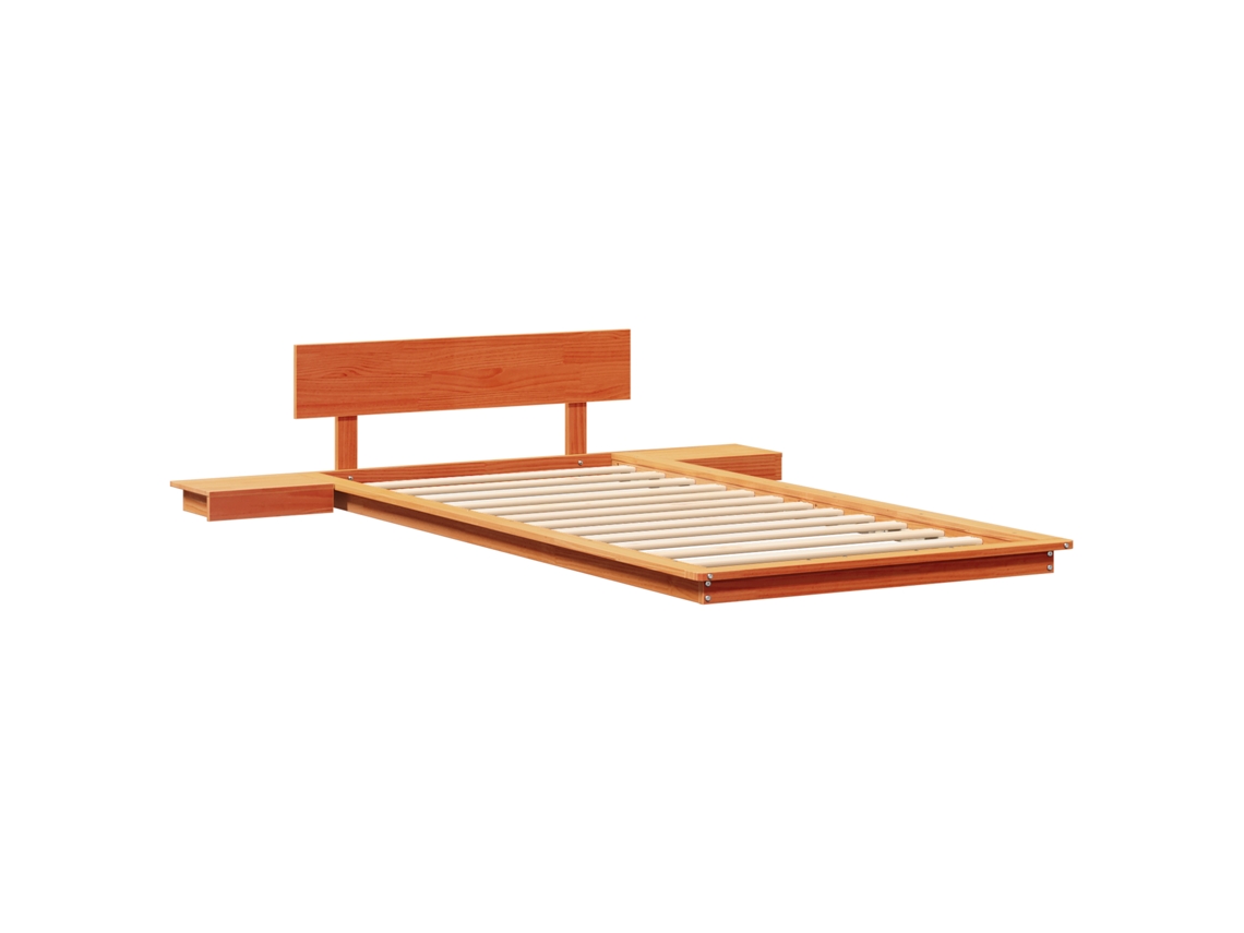 Conjunto 1 Estrutura Da Cama Vidaxl Castanho Madeira De Pinho Maciça (80 X 200 Cm)