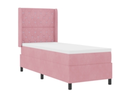 Colchão De Cama Rosa Com Molas Pocket De Veludo Vidaxl Rosa Fabric